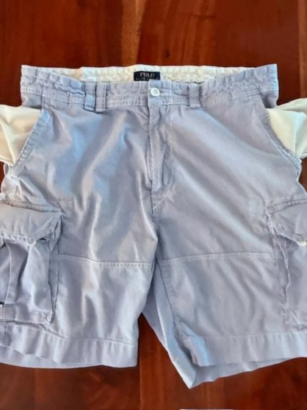 VTG EUC Polo Ralph Lauren 38 Gellar Hickory Railroad Stripe Cargo Shorts Size 38